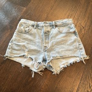 Levi's Light Blue Distressed Jean Shorts